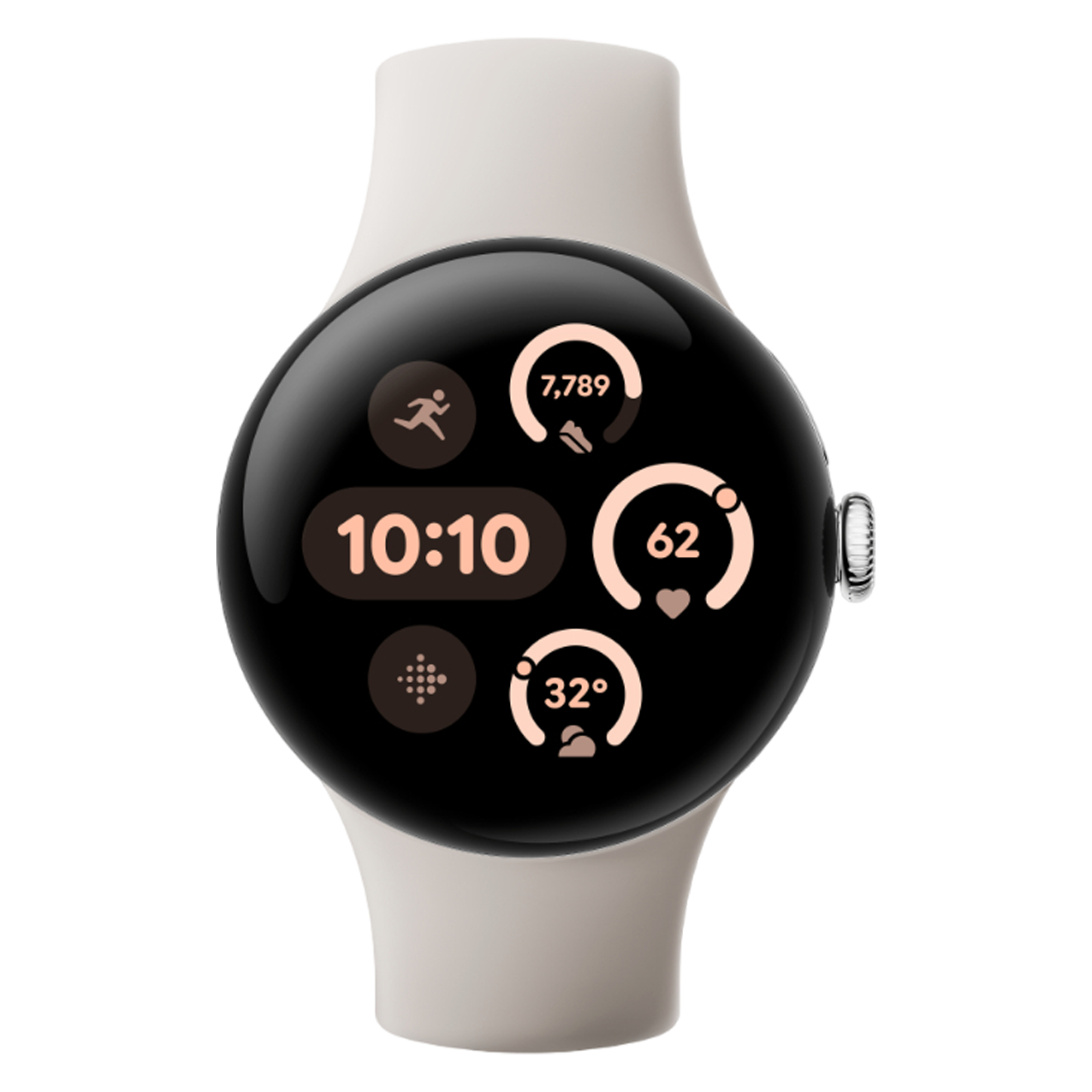 

Google Pixel Watch 3 Wi-Fi + Bluetooth Wear OS 5.0 Smartwatch (41mm AMOLED Display, Qualcomm SW5100 Cortex M33 co-Processor, Porcelain Active Band), Silver