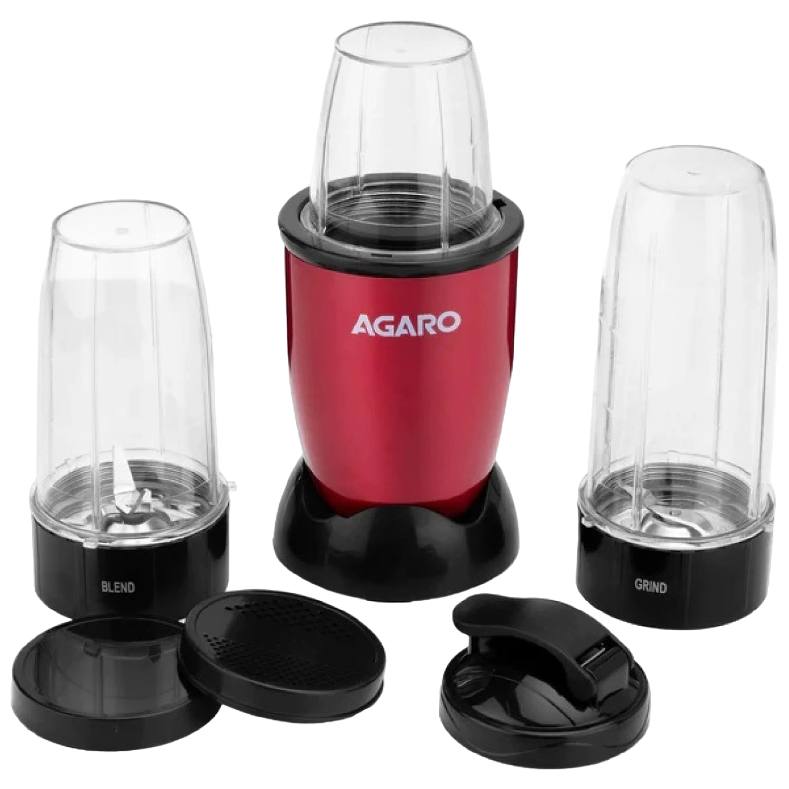 AGARO Regal 400 Watt 3 Jars Mixer Grinder (Safety Interlock Mechanism, Red)