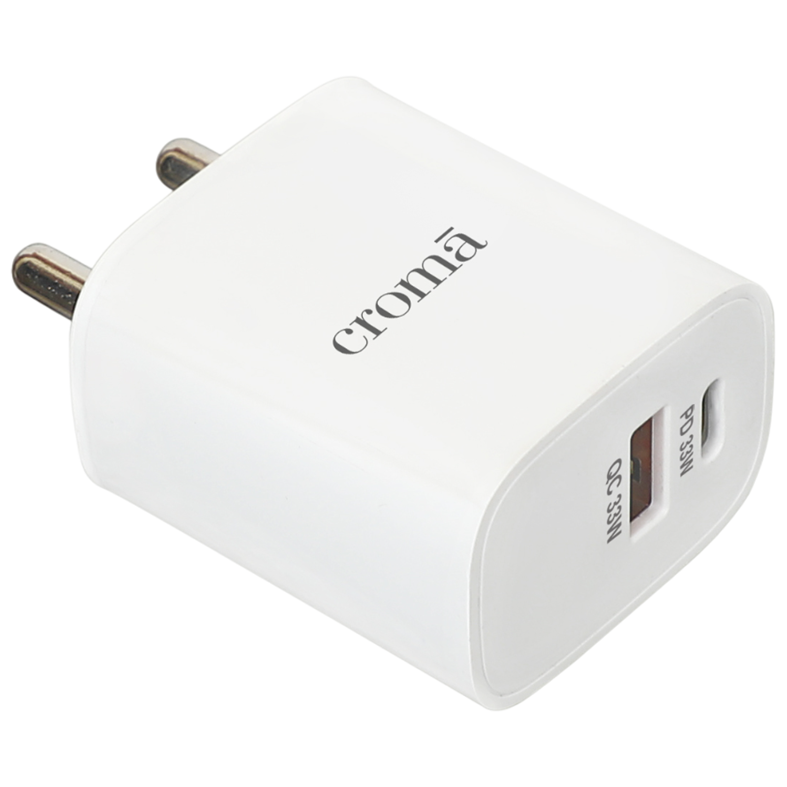 

Croma 33W Type A & Type C 2-Port Fast Charger (Type C Cable Included, Short Circuit Protection, White)