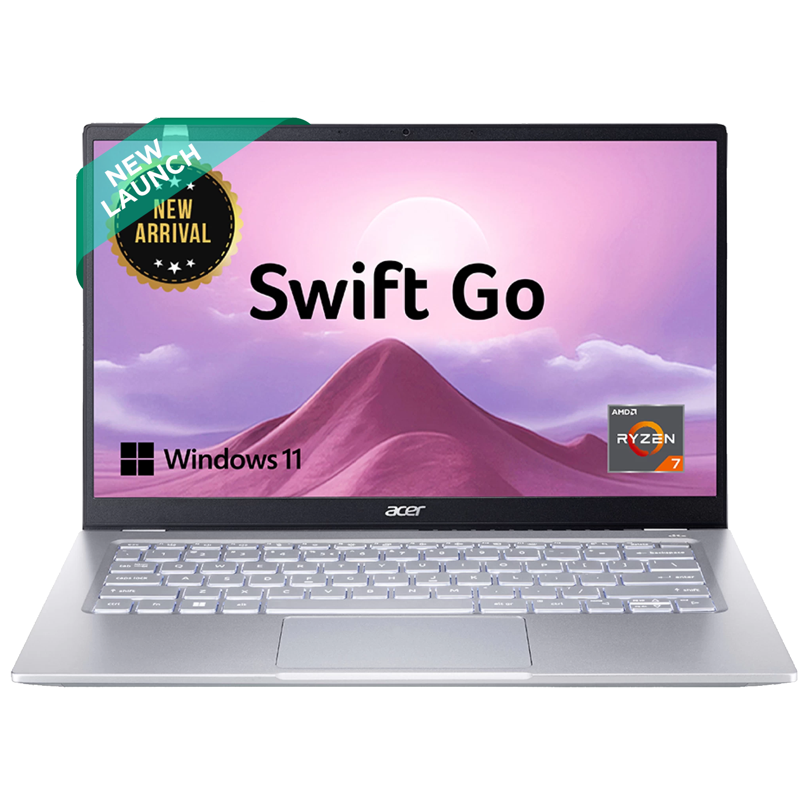 

Acer Swift Go 14 AMD Ryzen 7 7730U Thin & Light Laptop (16GB, 512GB SSD, Windows 11 Home, 14 inch Full HD IPS Display, MS Office, Pure Silver, 1.25 KG)