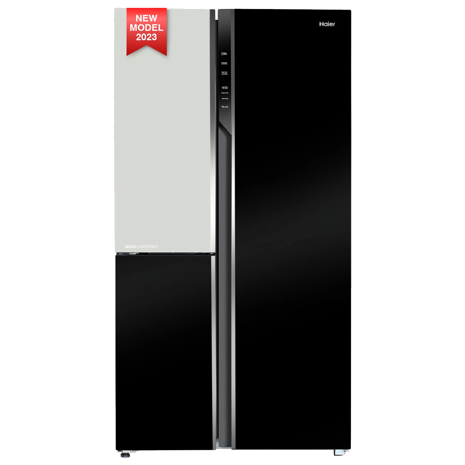 Haier 598 Litres 3 Star Frost Free Triple Door Convertible Refrigerator with Deo Fresh Technology (HRT-683KWG-P, Black White Glass)