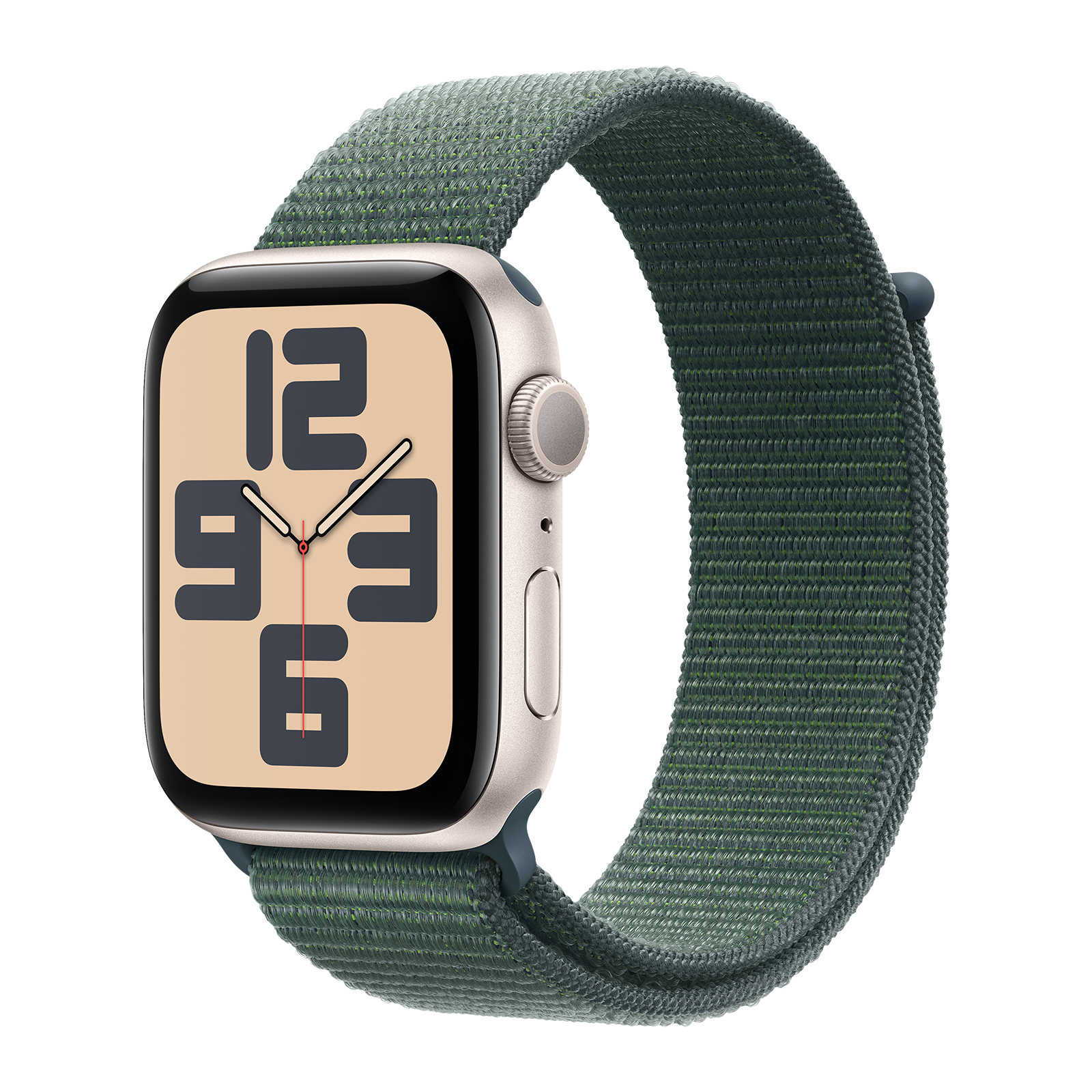 Apple Watch SE GPS with Lake Green Sport Loop (44mm Retina LTPO OLED Display, Starlight Aluminium Case)