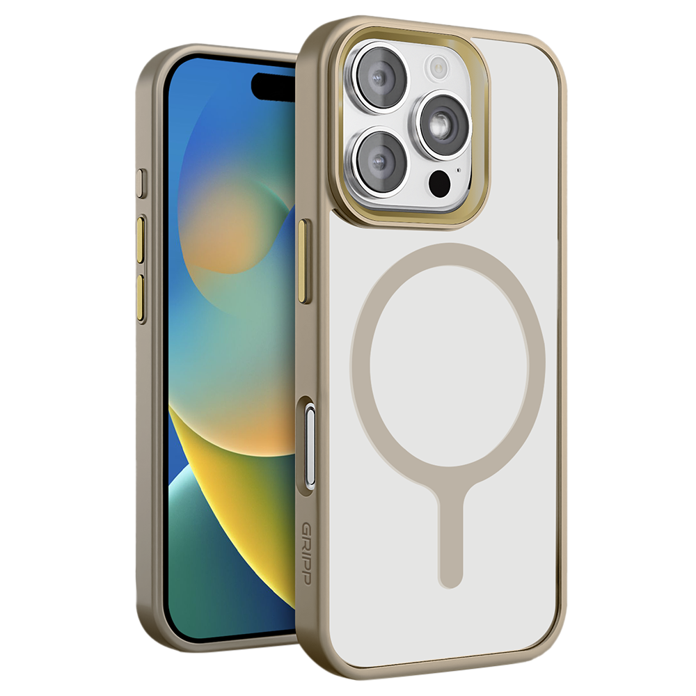 GRIPP Clarion Soft TPU & Polycarbonate Back Cover for Apple iPhone 16 Pro (MagSafe Compatible, Gold)