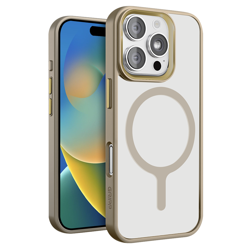 

GRIPP Clarion Soft TPU & Polycarbonate Back Cover for Apple iPhone 16 Pro Max (MagSafe Compatible, Gold)