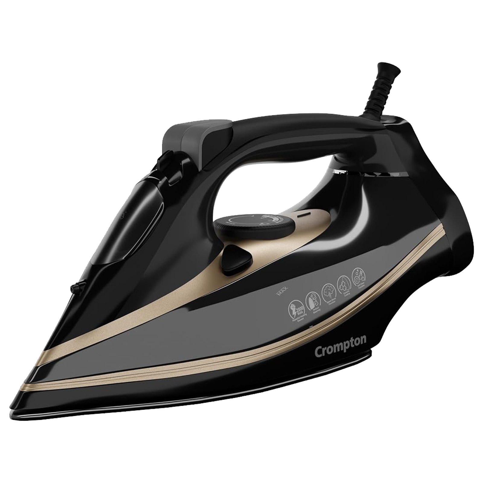 

Crompton Fabrigenius 2000 Watts 380ml Steam Iron (6 Fabric Settings, Black)