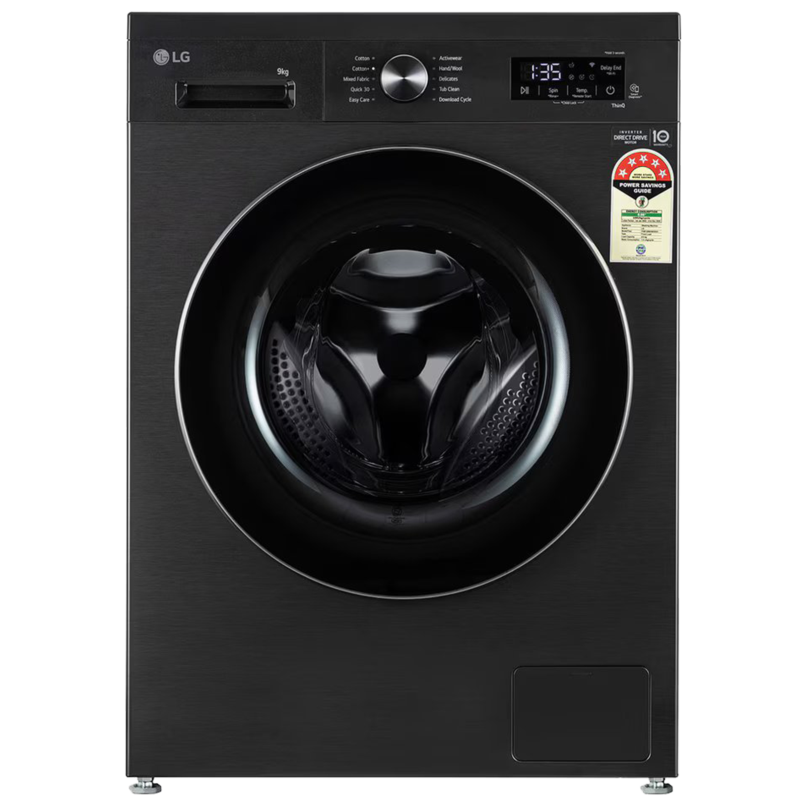 LG 9 kg 5 Star Wi-Fi Inverter Fully Automatic Front Load Washing Machine (FHB1209Z4B, Auto Restart, Platinum Black)