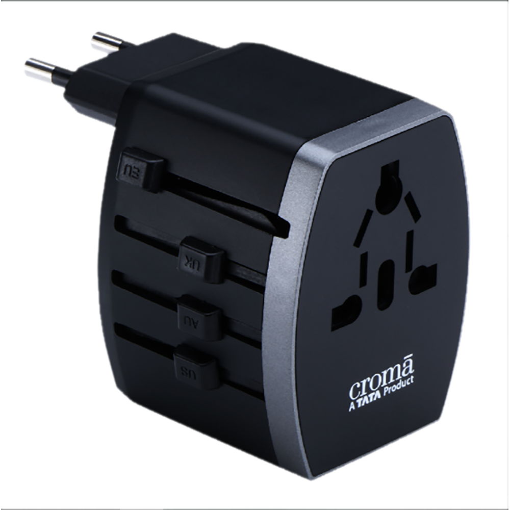 

Croma 4 Plugs Travel Adapter (Over Current Protection, CRST30WUTA014802, Black)