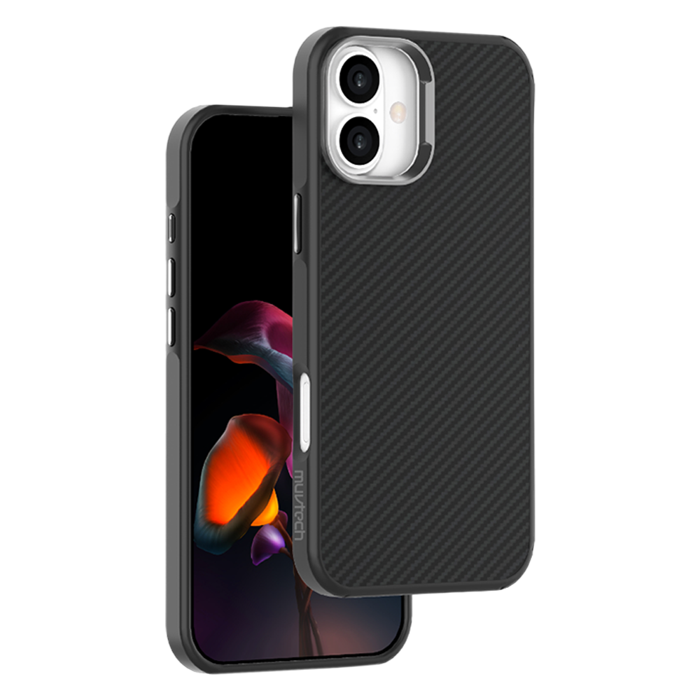 

Muvtech CABO SNAP TPU & Polycarbonate Back Cover for Apple iPhone 16 (Wireless Charging Compatible​, Black)