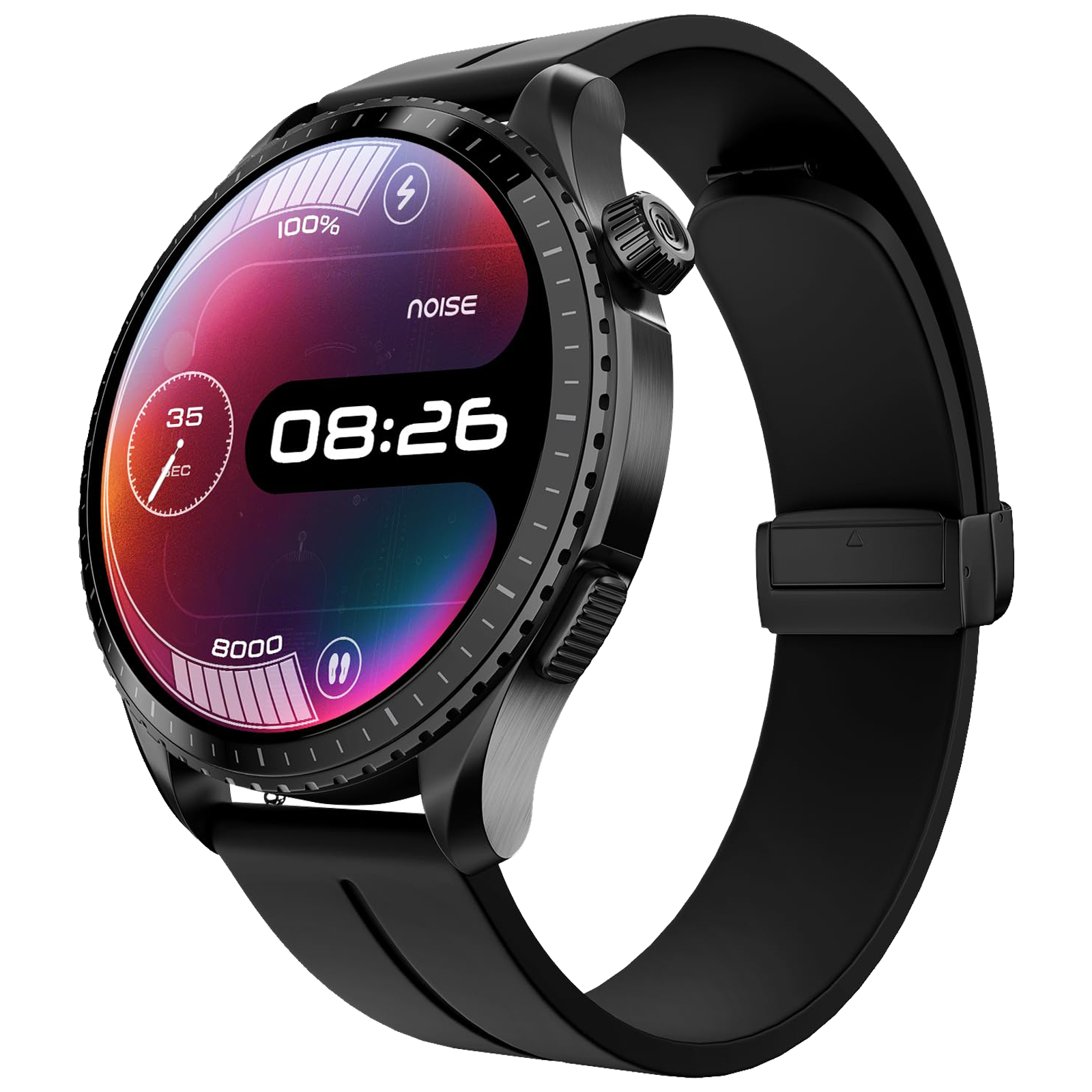 noise NoiseFit Origin Smartwatch with Bluetooth Calling (37.08mm AMOLED Display, 3ATM Water Resistant, Midnight Black Strap)