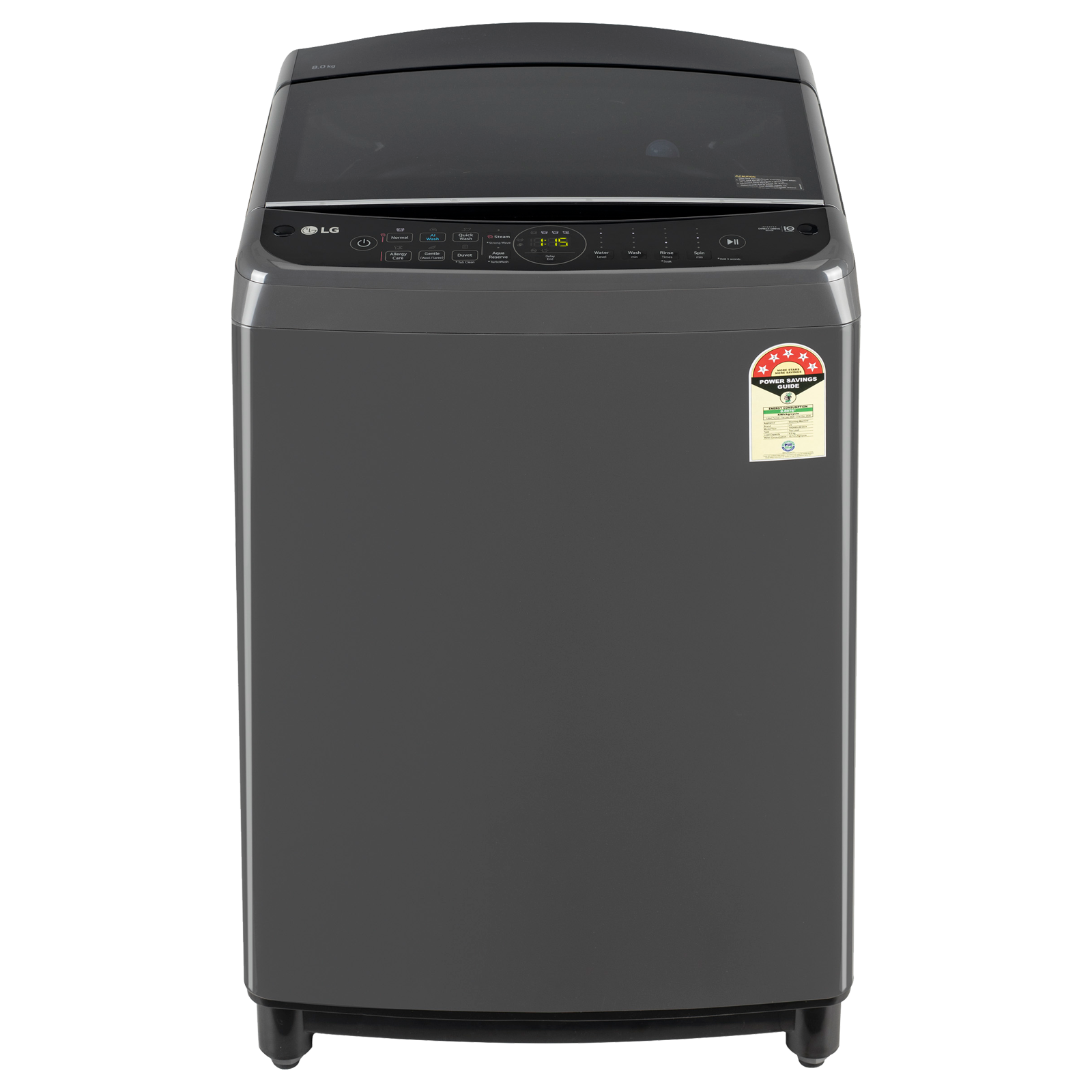 LG 8 kg 5 Star Fully Automatic Top Load Washing Machine (HEDD, THD08SJM, AI Direct Drive, Middle Black)