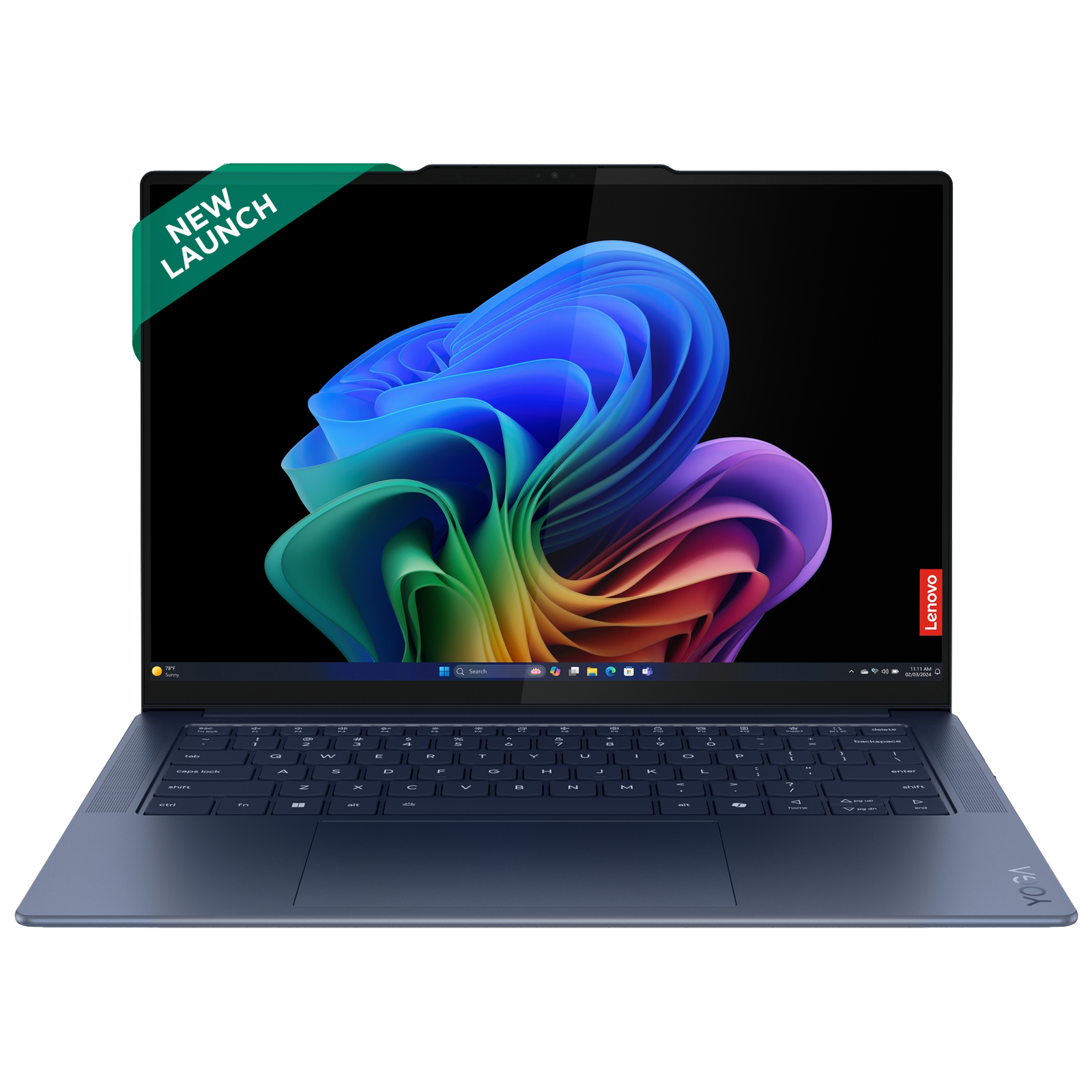 Lenovo Yoga Slim 7x Snapdragon X Elite X1E 9th Gen Touchscreen Thin & Light Laptop (32GB, 1TB SSD, Windows 11 Home, 14.5 inch OLED Display, MS Office 2021, Cosmic Blue, 1.28 KG)