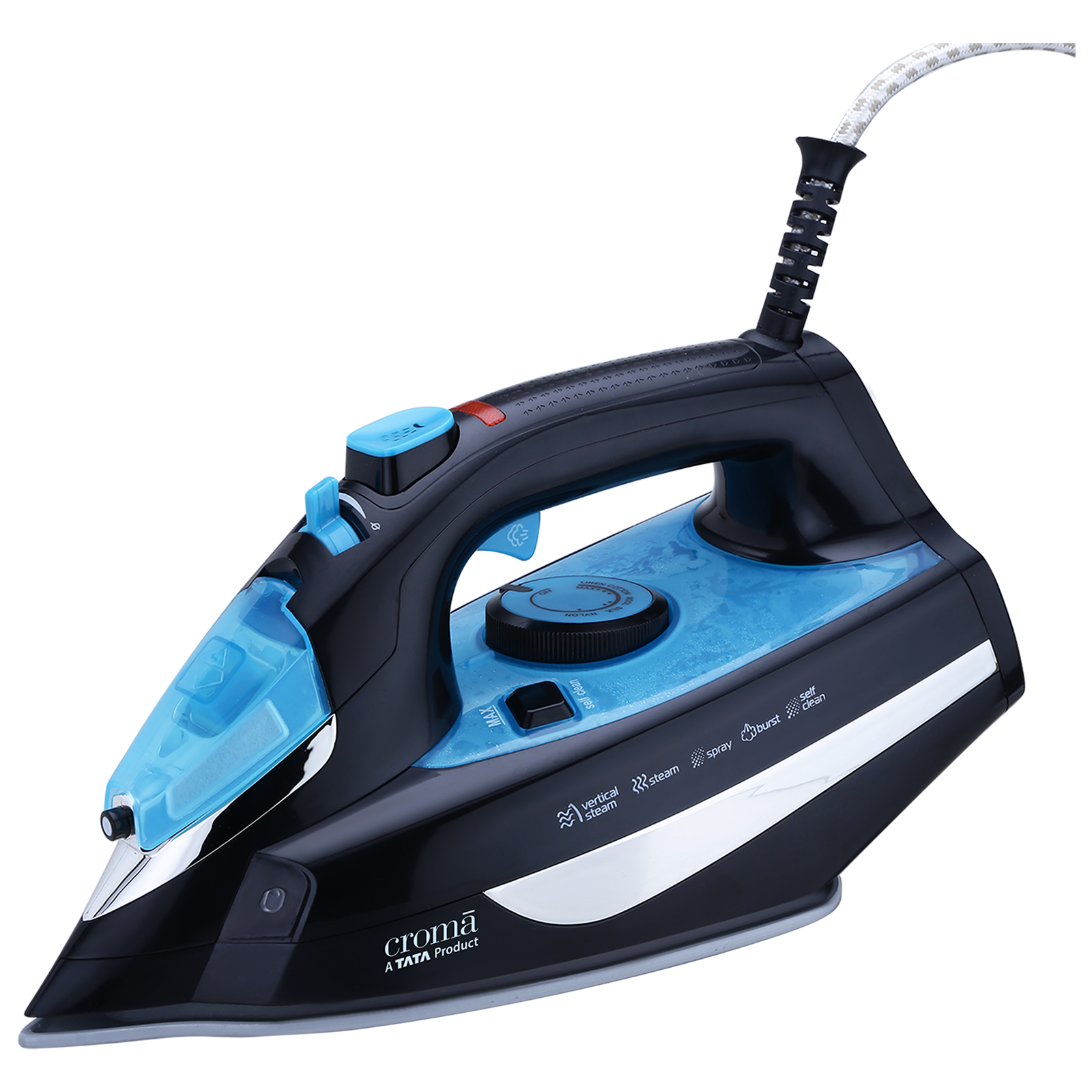 

Croma AV4412 2000 Watts 415ml Steam Iron (Self Clean Function, CRSH2KWIRA249412, Aqua Blue)