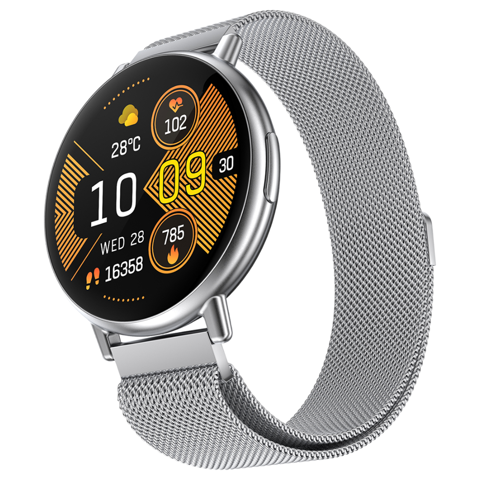 FIRE-BOLTT Destiny Smartwatch with Bluetooth Calling (35.3mm HD Display, IP67 Water Resistant, Silver Strap)