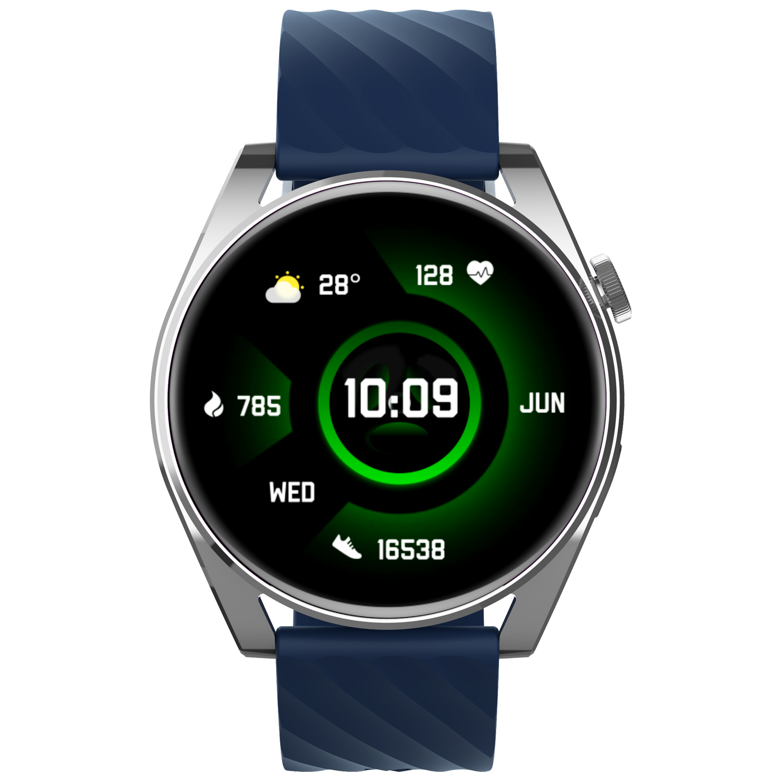 Croma Velocity AR Smartwatch with Bluetooth Calling (36.32mm AMOLED Display, IP68 Water Resistant, Blue Strap)