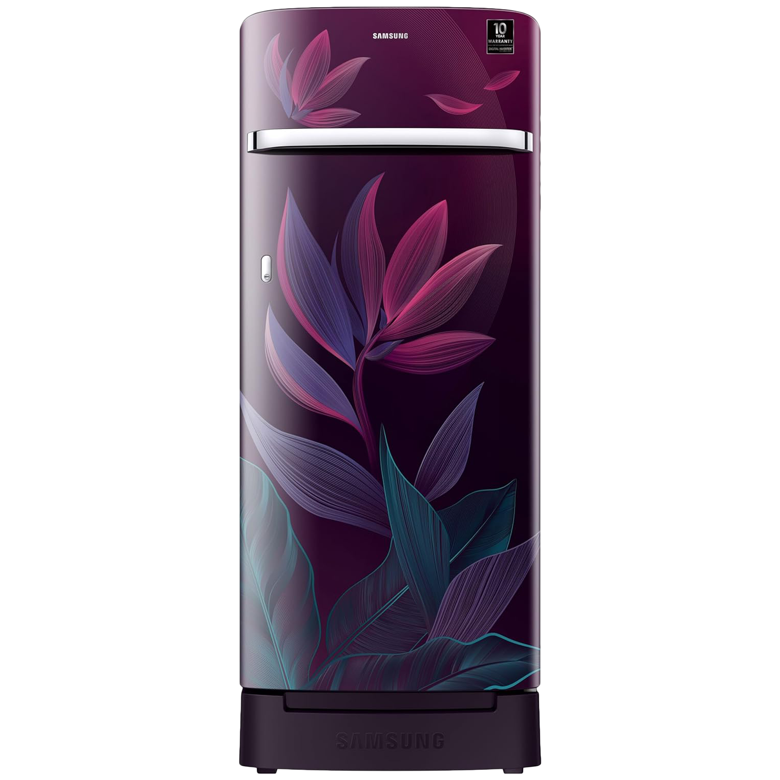 SAMSUNG Horizontal Curve 215 Litres 5 Star Direct Cool Single Door Refrigerator with Base Stand Drawer (RR23D2H259R/HL, Paradise Bloom Purple) SAMSUNG Horizontal Curve 215 Litres 5 Star Direct Cool Single Door Refrigerator with Base Stand Drawer (RR23D2H259R/HL, Paradise Bloom Purple)