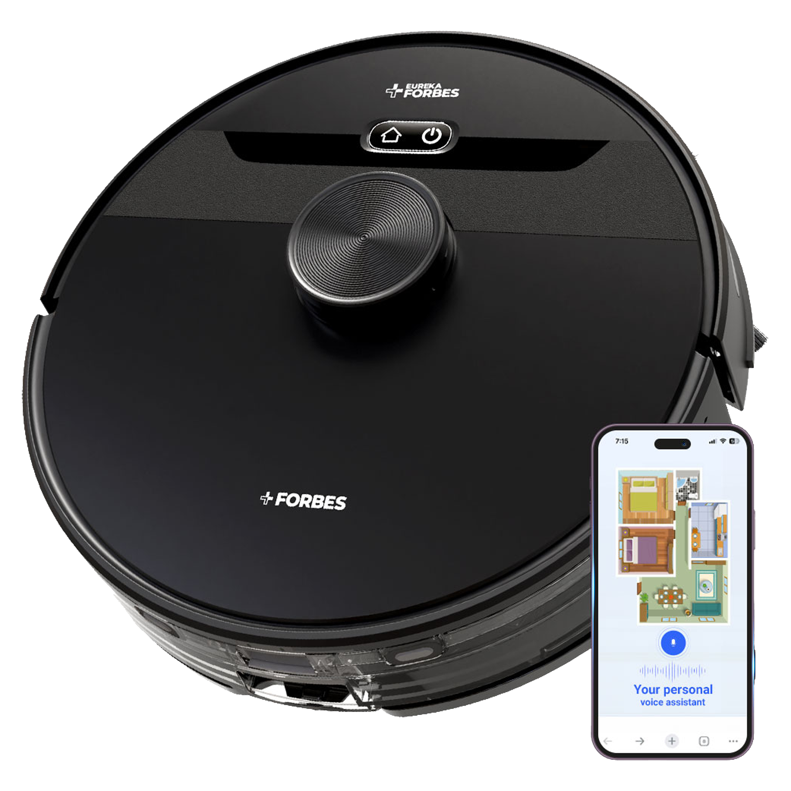 EUREKA FORBES SMARTCLEAN Robotic Vacuum Cleaner & Mop with Auto Recharging Station (Smart Voice control, Black)