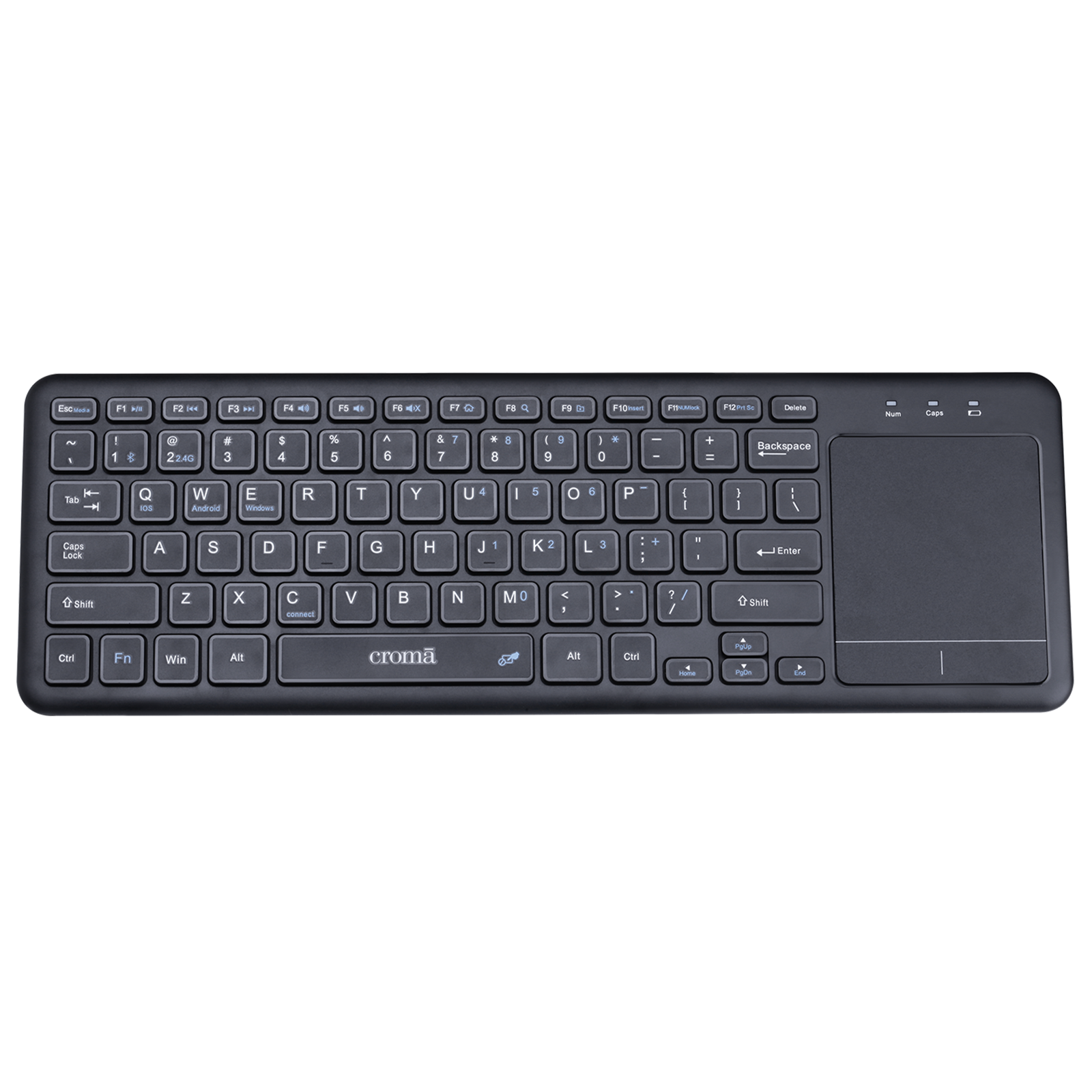 Croma 2.4GHz Wireless Keyboard with Touchpad (Gesture Control Supported, Black)