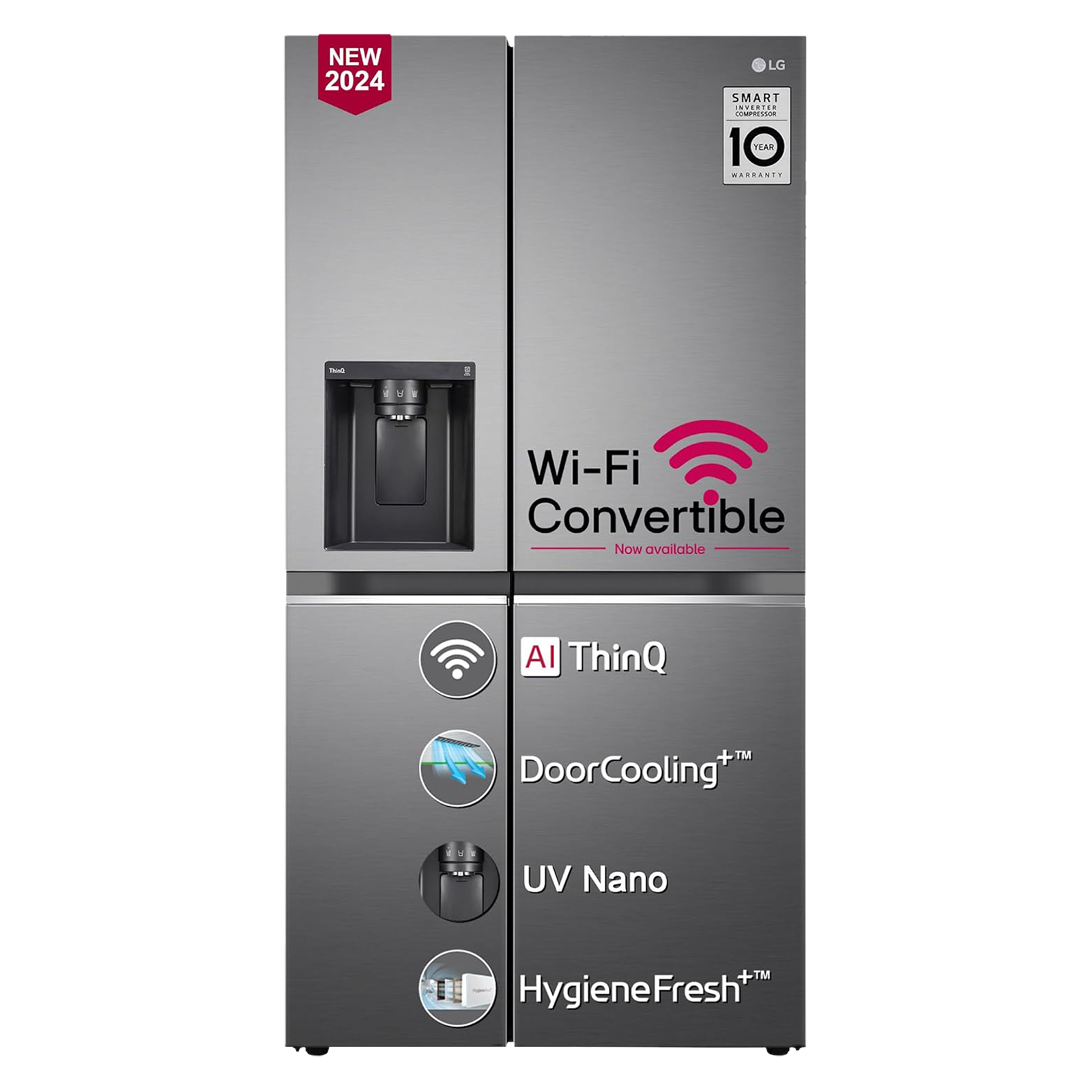 LG 630 Litres 3 Star Frost Free Side by Side Door Smart Wifi Enabled Refrigerator with Multi Air Flow (GL-L257CPZ3, Shiny Steel) LG 630 Litres 3 Star Frost Free Side by Side Door Smart Wifi Enabled Refrigerator with Multi Air Flow (GL-L257CPZ3, Shiny Steel)