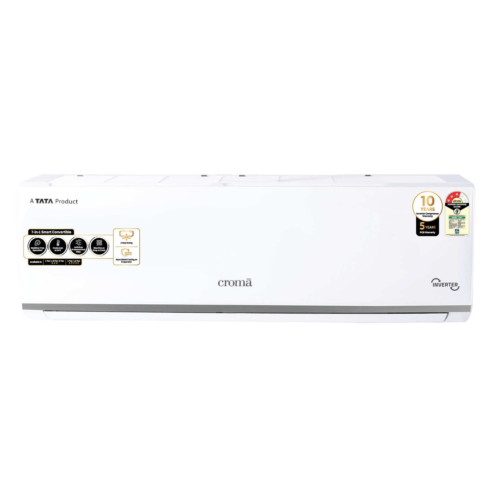 Croma 7 in 1 Convertible 1.5 Ton 3 Star Inverter Split AC with Temperature Sensor (2025 Model, Copper Condenser, CRLA018IND283267)