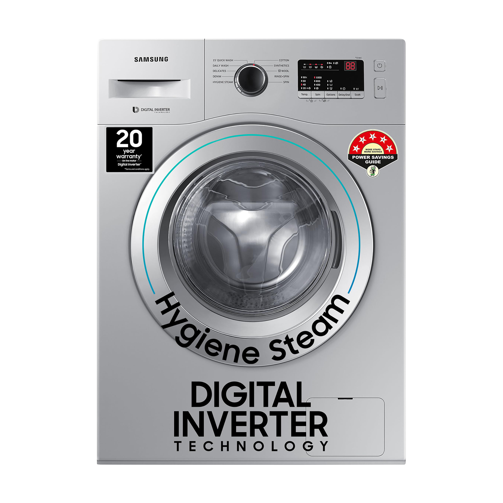 SAMSUNG 7 kg 5 Star Fully Automatic Front Load Washing Machine (WW70R20GLSS/TL, DIT Motor, Silver) SAMSUNG 7 kg 5 Star Fully Automatic Front Load Washing Machine (WW70R20GLSS/TL, DIT Motor, Silver)