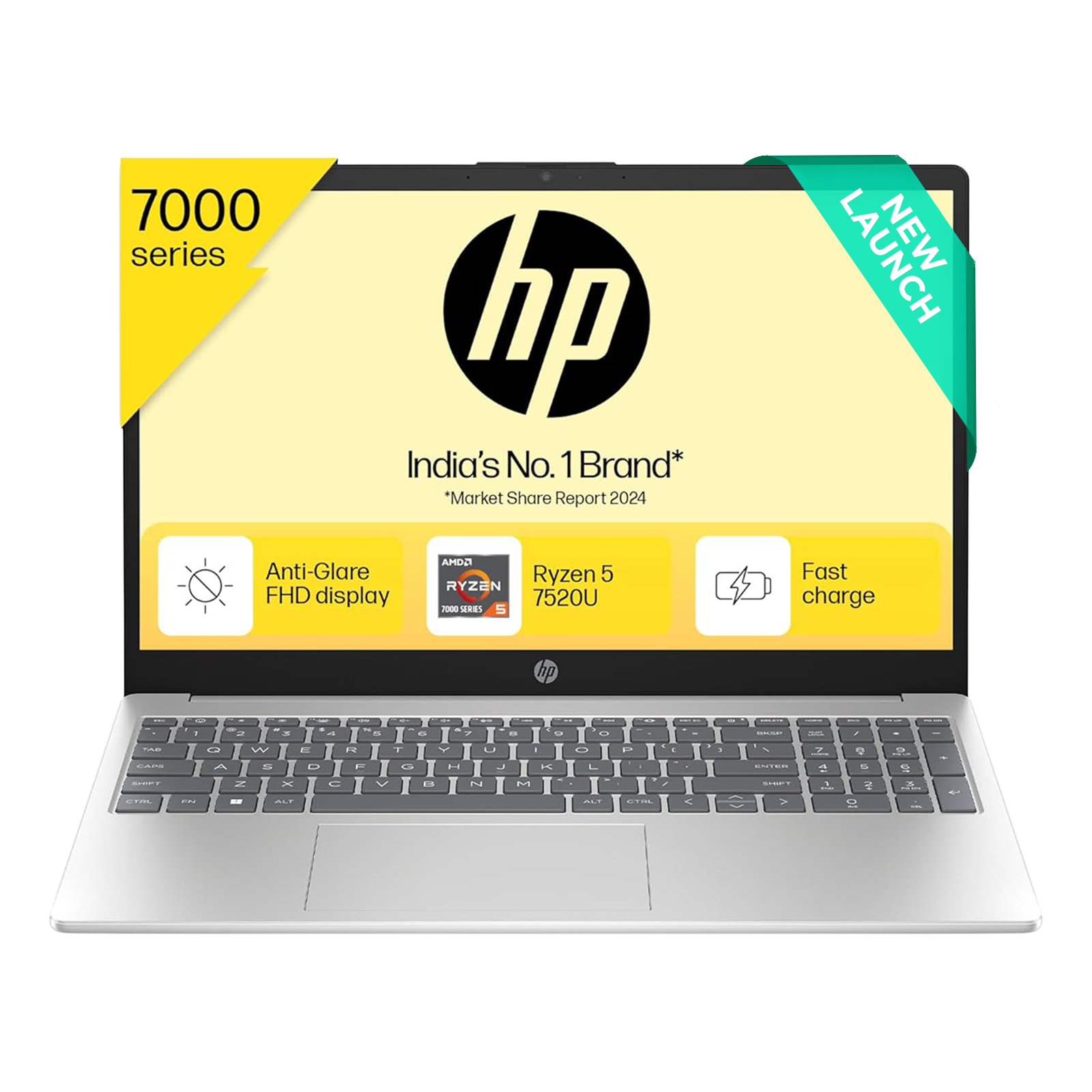HP 15-fc0156AU AMD Ryzen 5 Thin & Light Laptop (16GB, 512GB SSD, Windows 11 Home, 15.6 inch Full HD Display, MS Office Home 2021, Natural Silver, 1.59...